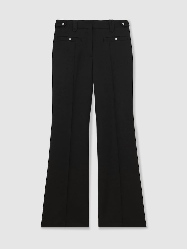 Reiss Black Athena Atelier Wool Stud Flared Trousers - Image 2 of 6 Reiss Black Athena Atelier Wool Stud Flared Trousers - Image 2 of 6