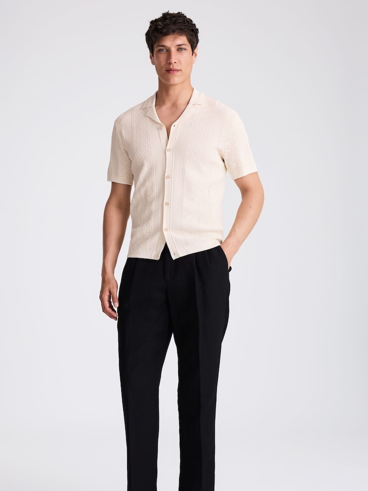 MOSS Natural Pointelle Cuban Shirt - Image 2 of 4