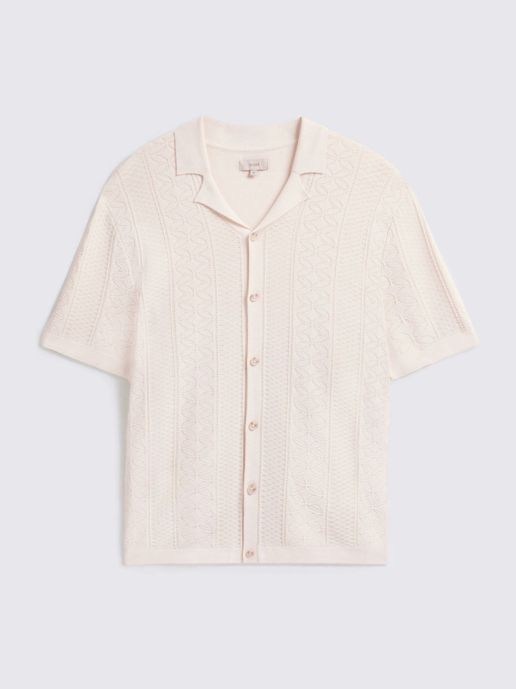 MOSS Natural Pointelle Cuban Shirt - Image 4 of 4
