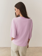 粉紅色/藍色/綠色/黃色/白色 - Relaxed Boxy Elbow Length Crew Neck T-Shirt 3 Pack - 圖片 10/12