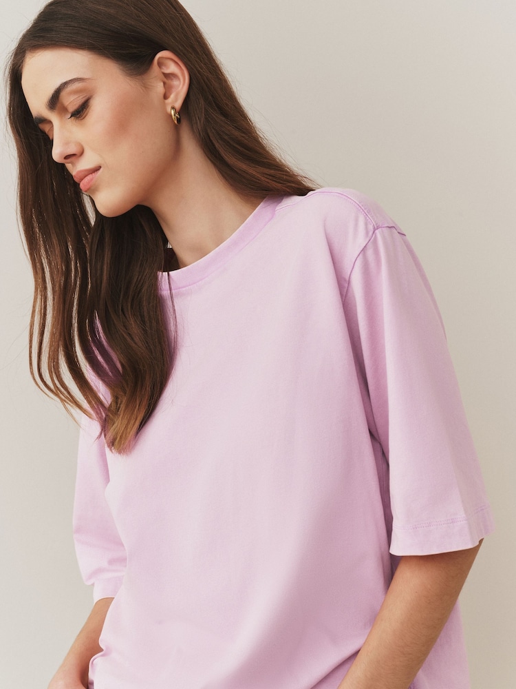 粉紅色/藍色/綠色/黃色/白色 - Relaxed Boxy Elbow Length Crew Neck T-Shirt 3 Pack - 圖片 12/12