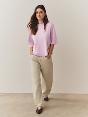 粉紅色/藍色/綠色/黃色/白色 - Relaxed Boxy Elbow Length Crew Neck T-Shirt 3 Pack - 圖片 8/12