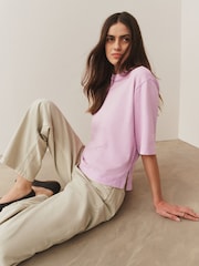 粉紅色/藍色/綠色/黃色/白色 - Relaxed Boxy Elbow Length Crew Neck T-Shirt 3 Pack - 圖片 9/12