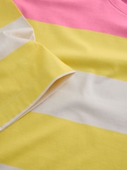 Yellow/Pink Stripe Relaxed Boxy Elbow Length Crew Neck T-Shirt - Image 7 of 7