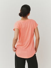 Bright Green/Coral/Green - V-Neck Cap Sleeve T-Shirt - Imaginea 3 din 9