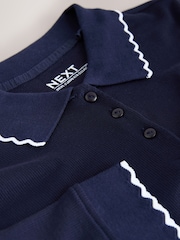 כחול כהה - חולצה צמודה עם צווארון ומרקם ריב - תמונה 7 מתוך 8