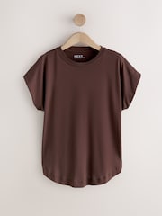 Chocolate Brown Cotton Modal Cap Sleeve TENCEL™ Modal Blend T-Shirt - Image 5 of 7