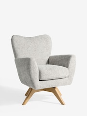 Chunky Chenille Light Grey Wilson Swivel Accent Chair - Image 1 of 4