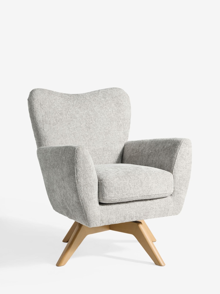 Chunky Chenille Light Grey Wilson Swivel Accent Chair - Image 1 of 4
