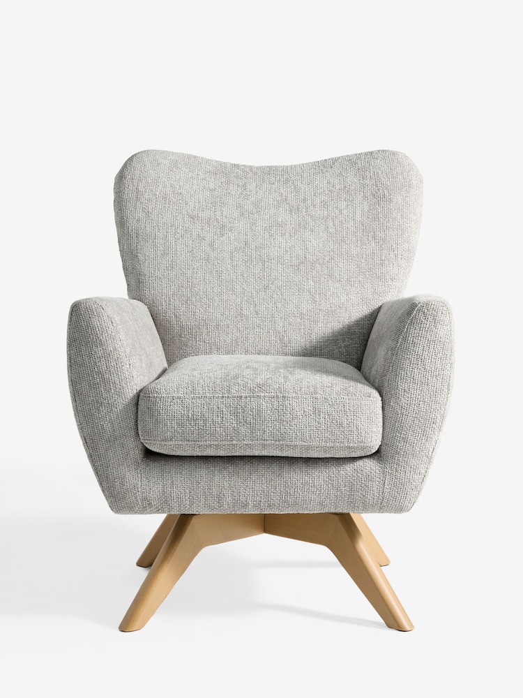 Chunky Chenille Light Grey Wilson Swivel Accent Chair - Image 2 of 4