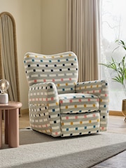Chunky Stripe Geo Grey Wilson Highback Riser Recliner Armchair - Image 1 of 13