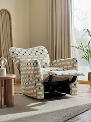 Chunky Stripe Geo Grey Wilson Highback Riser Recliner Armchair - Image 5 of 13