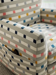 Chunky Stripe Geo Grey Wilson Highback Riser Recliner Armchair - Image 7 of 13