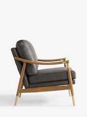 Monza Faux Leather Dark Grey Flinton Wooden Accent Chair - Image 7 of 9