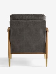 Monza Faux Leather Dark Grey Flinton Wooden Accent Chair - Image 8 of 9