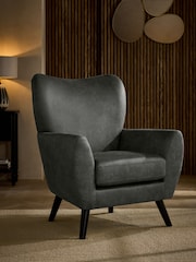 Monza Faux Leather Grey Wilson Large Highback Armchair - Image 1 of 9