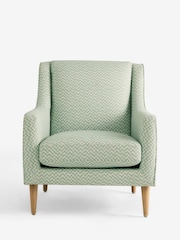 Ikat Print Basil Green Prescott Armchair - Image 6 of 9