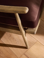 Soft Velvet Chestnut Brown Hampton Wooden Accent Chair - Image 2 of 10