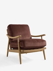 Soft Velvet Chestnut Brown Hampton Wooden Accent Chair - Image 6 of 10