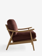 Soft Velvet Chestnut Brown Hampton Wooden Accent Chair - Image 8 of 10