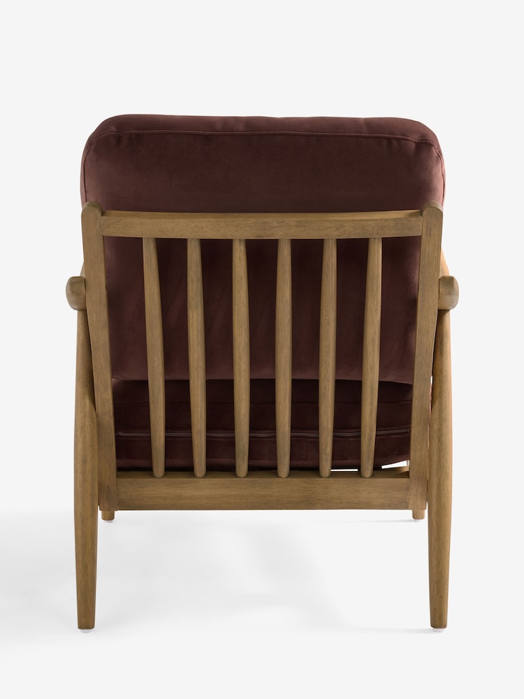 Soft Velvet Chestnut Brown Hampton Wooden Accent Chair - Image 9 of 9 Soft Velvet Chestnut Brown Hampton Wooden Accent Chair - Image 9 of 9