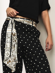 Black/Ecru Spot Scarf Belt Wide Leg Trousers - Image 6 of 10