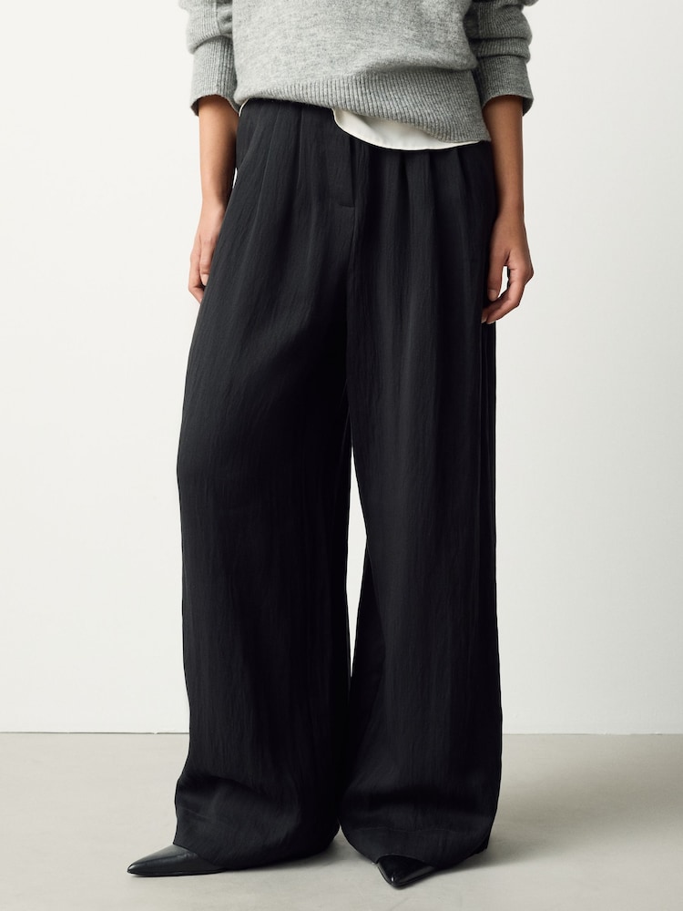 Black Superwide Pleated Trousers - Image 2 of 8