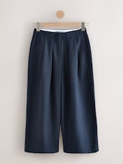 Mornarica - Hlačno krilo z vzorcem ribje kosti in volno N. Premium - Slika 10 iz 12