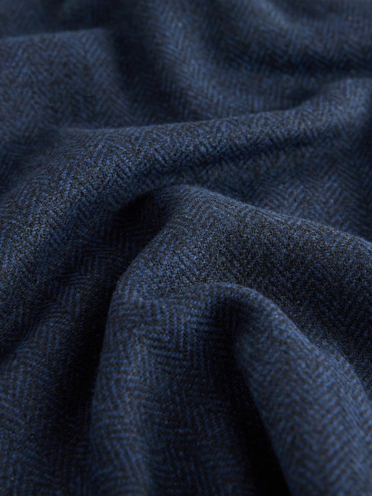 Mornarica - Hlačno krilo z vzorcem ribje kosti in volno N. Premium - Slika 12 iz 12