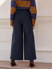 Mornarica - Hlačno krilo z vzorcem ribje kosti in volno N. Premium - Slika 3 iz 12