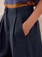 Mornarica - Hlačno krilo z vzorcem ribje kosti in volno N. Premium - Slika 9 iz 12