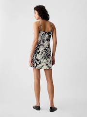 Gap Black / Cream Floral Linen-Blend Mini Dress - Image 2 of 6