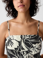 Gap Black / Cream Floral Linen-Blend Mini Dress - Image 6 of 6