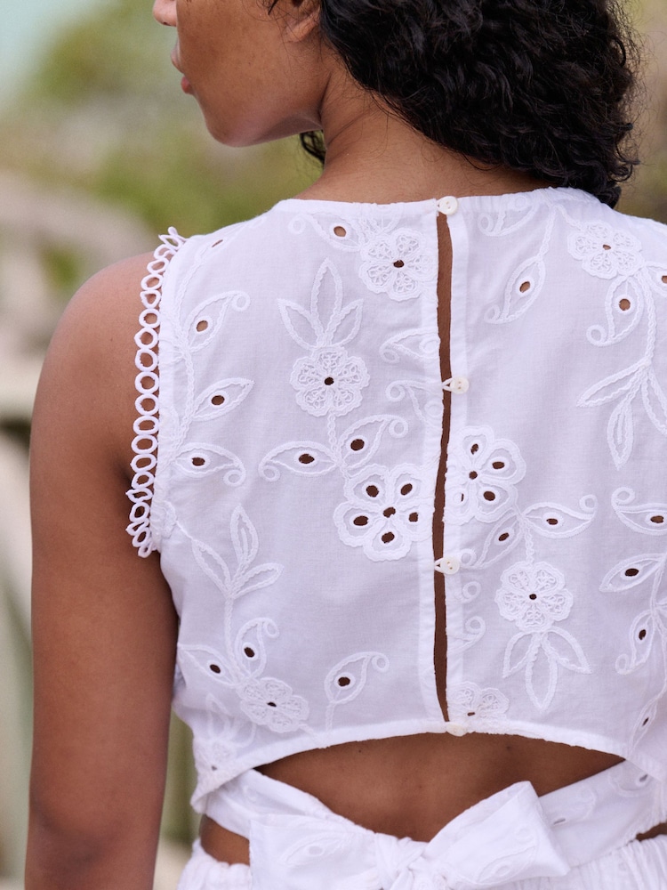 B by Ted Baker Cotton Broidery Beach White Top - Image 5 of 5