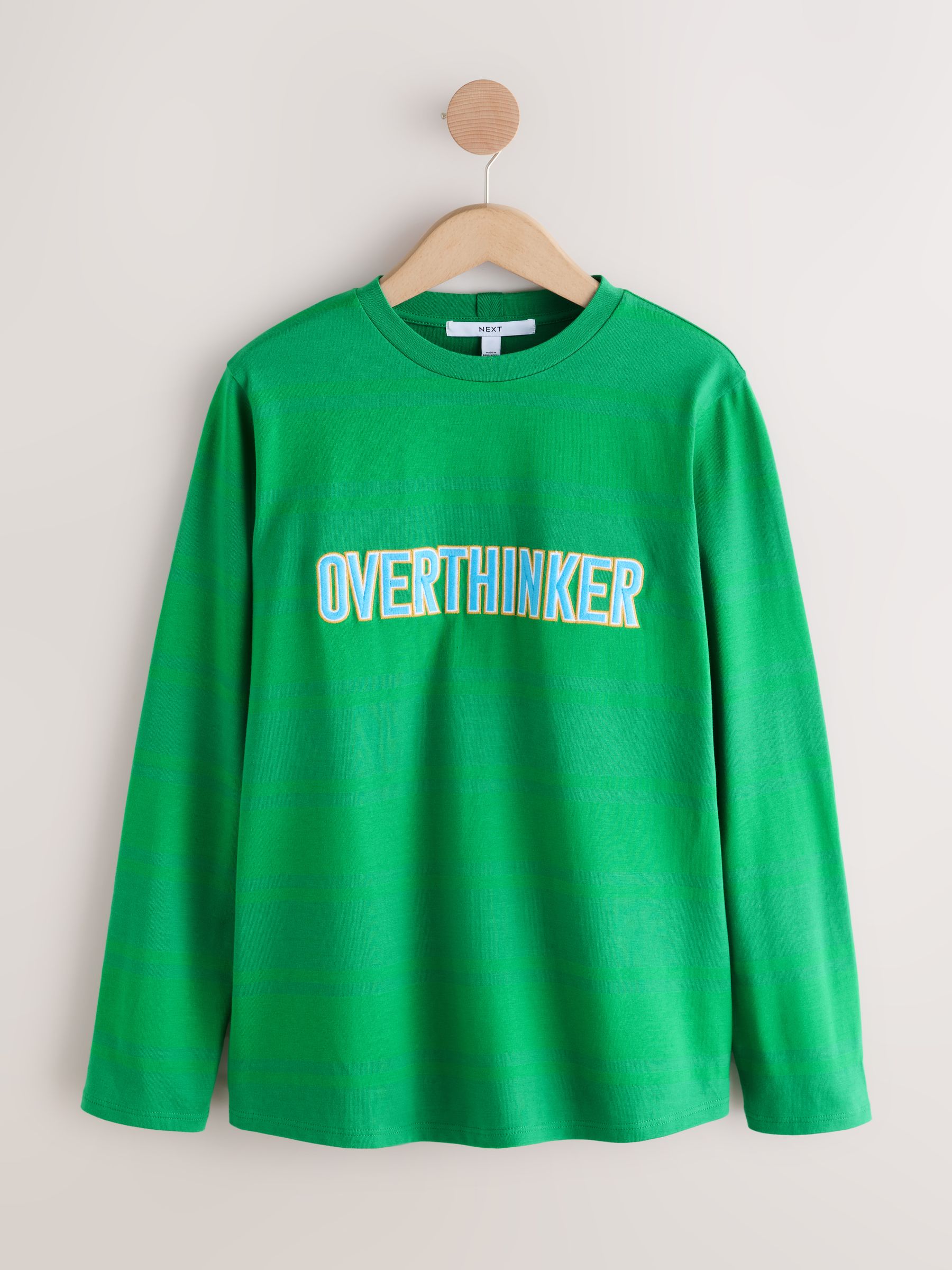 Buy Green Stripe Graphic Long Sleeve Heavyweight T-Shirt from Next USA