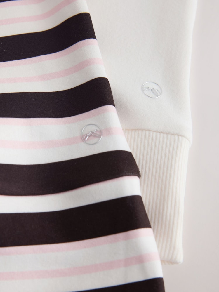Ecru/Pink/Chocolate Brown Stripe - Thermal Soft Touch Long Sleeve Crew Neck Top - Imagen 10 de 10