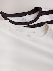 Ecru/Pink/Chocolate Brown Stripe - Thermal Soft Touch Long Sleeve Crew Neck Top - Imagen 9 de 10