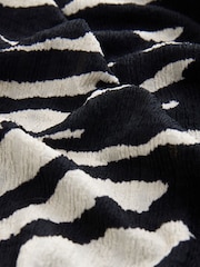 Zebra Print Asymmetric Pleated Drape Short Sleeve Top - Image 8 of 8