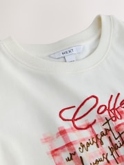 Ecru Embellished Coffee Club Short Sleeve Top - Image 7 of 7