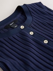 Navy Ribbed Button Through Sleeveless Top - Image 8 of 8
