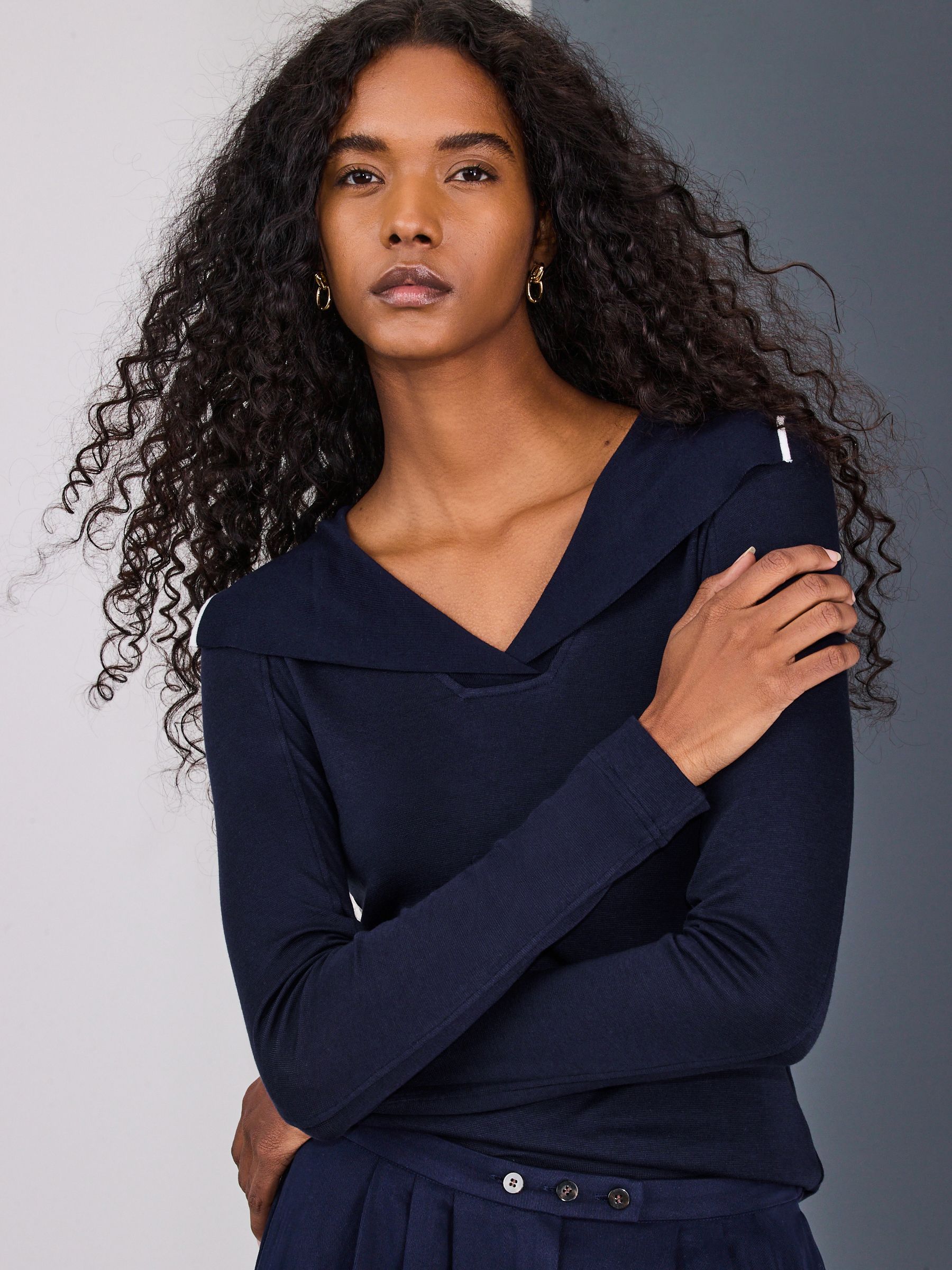 カットソー(長袖/七分) <6(ROKU)>RIB SILK SAILOR COLLAR PULLOVER 6 (ROKU) - 6(ROKU) RIB×SILK SAILOR COLLAR PULLOVERの通販 by