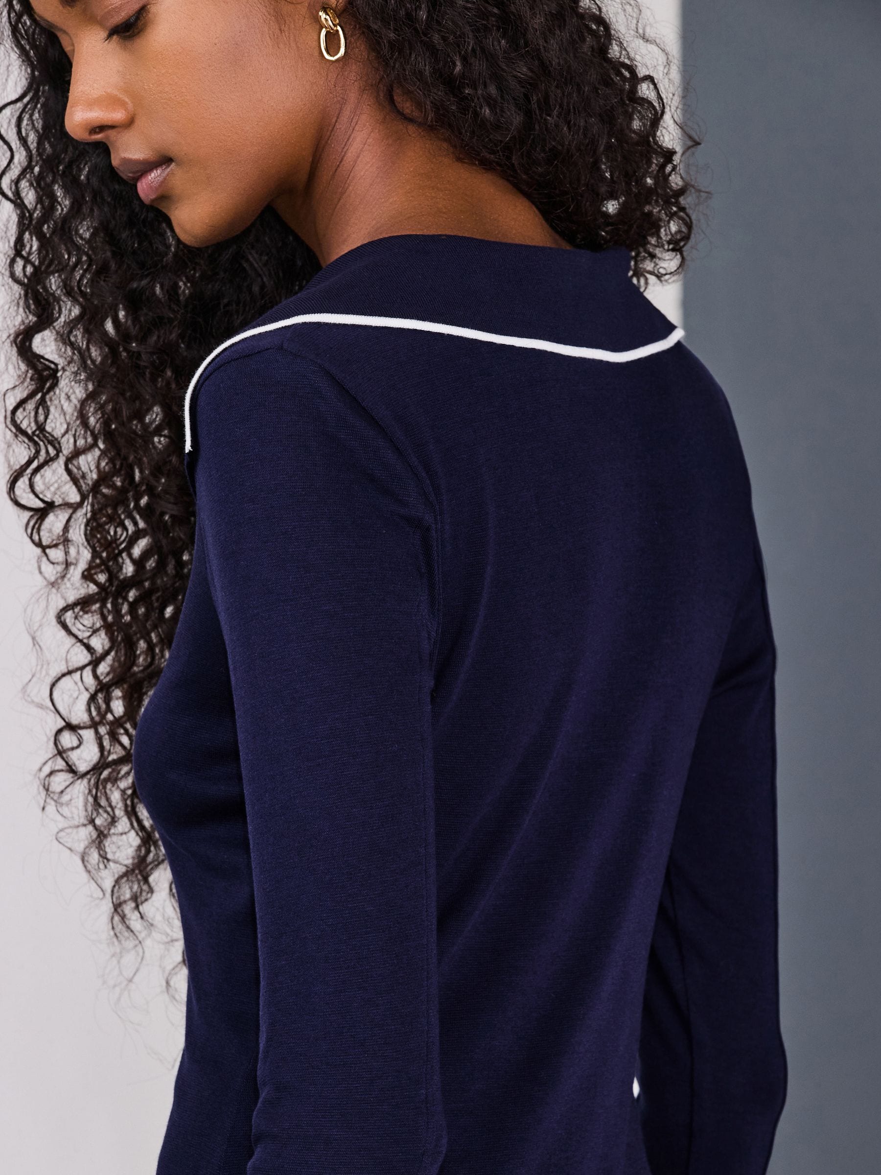 Buy Navy Sailor Collar Long Sleeve Top from Next USA