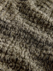 卡其绿色 - 纹理纽扣贯穿半袖上衣 - 图片6 / 6