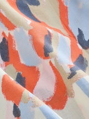 Blue/Ecru Tie Front Top With Linen - Image 3 of 8