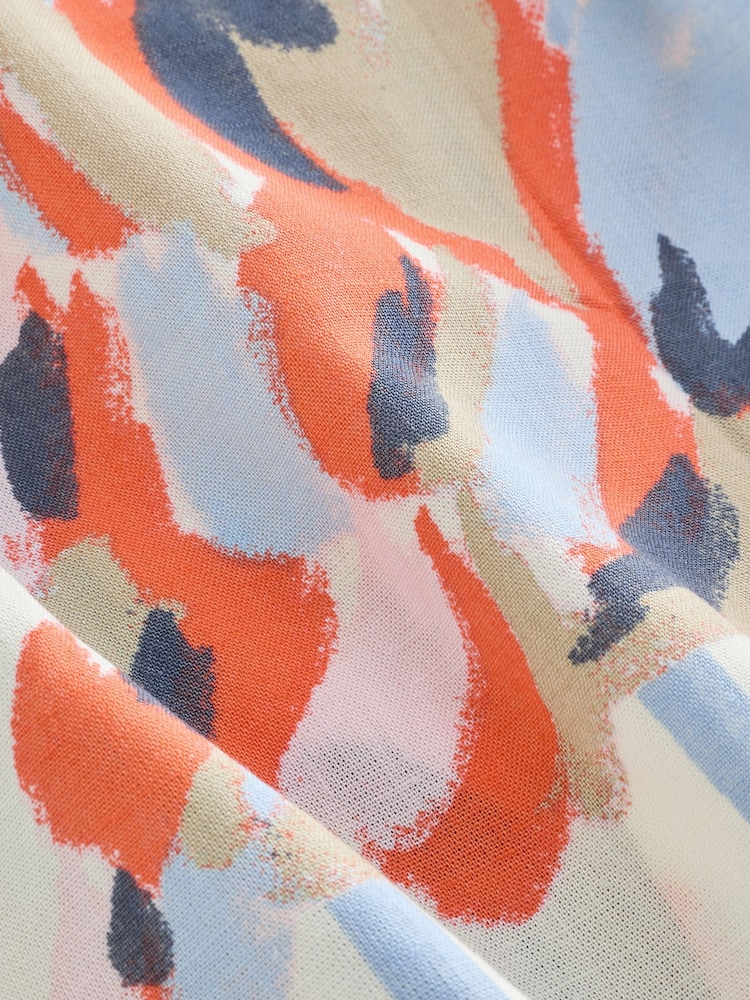 Blue/Ecru Tie Front Top With Linen - Image 3 of 3 Blue/Ecru Tie Front Top With Linen - Image 3 of 3