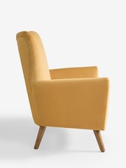 Soft Velvet Ochre Yellow Wilson Snuggle Seat Highback Armchair - Image 7 of 10