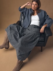 Black/Grey Gingham Midi Kilt Skirt - Image 3 of 9