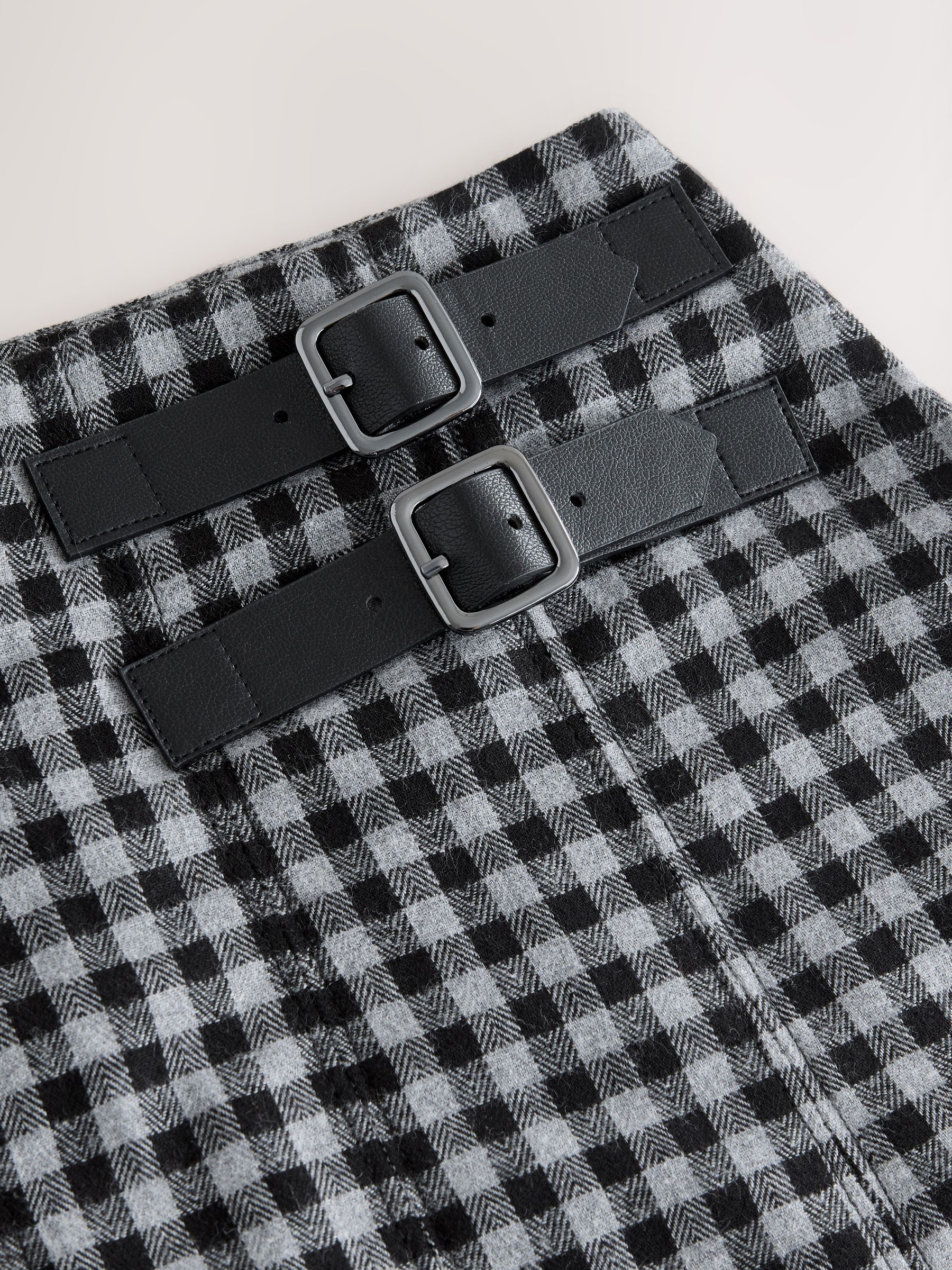 Buy Black/Grey Gingham Midi Kilt Skirt from Next USA