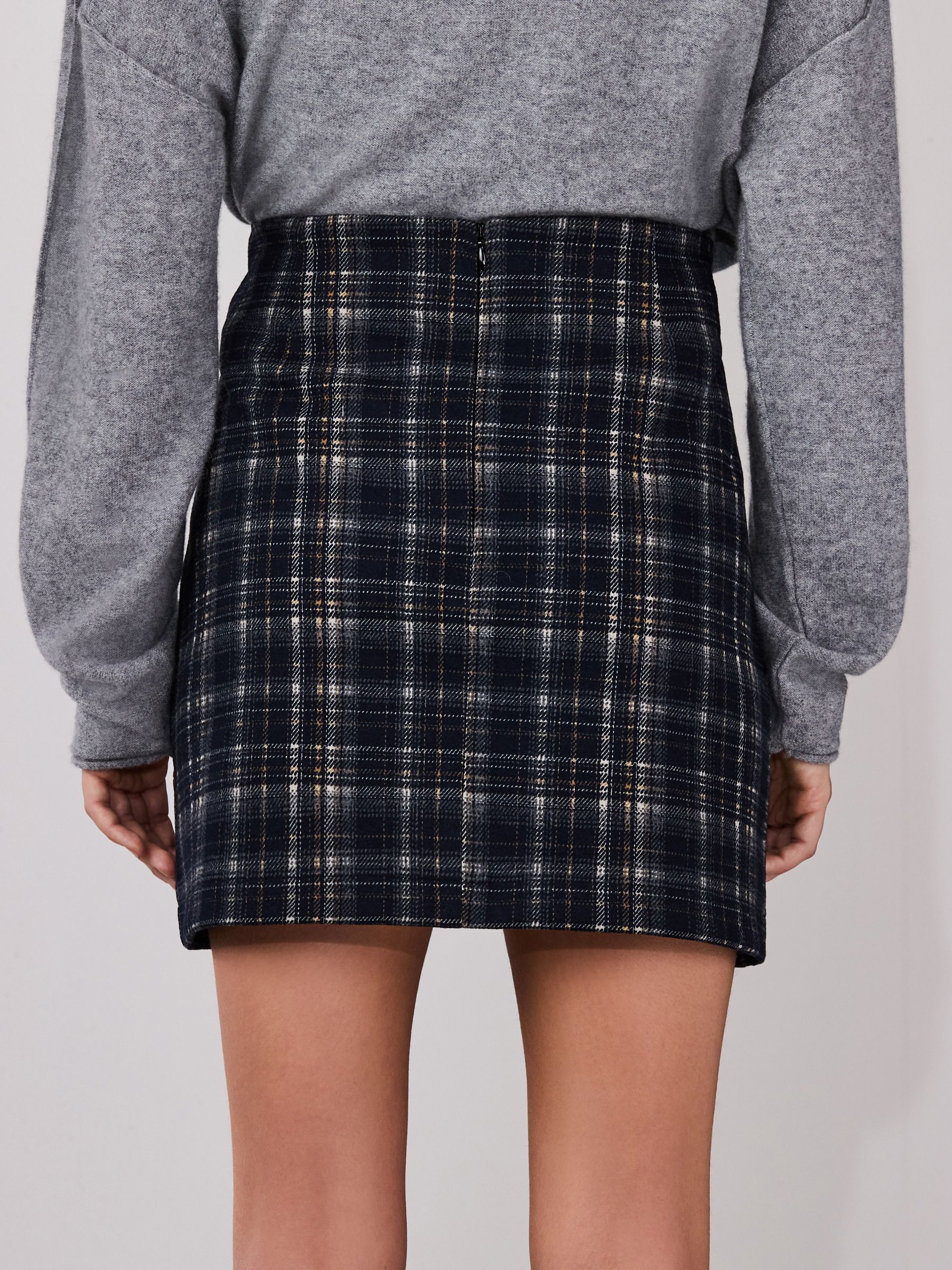 Buy Navy Blue Check Brushed Mini Skirt from Next USA