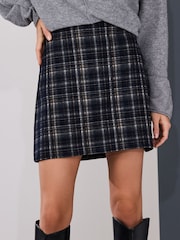 Navy Blue Check Brushed Mini Skirt - Image 4 of 7